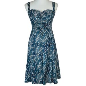 HD in Paris Blue Coral Print Dress - Size 8